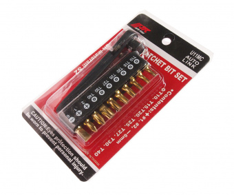 Набор бит 1/4" SL6, PH1-2, TORX, Т10Н-Т40Н с ключом трещоткой 11 предметов JTC